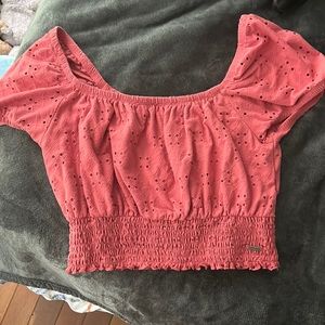 Off the shoulder pink crop top